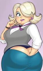 1girls ai_generated anonemus1 aqua_eyes cartoon_network chubby chubby_female digging_up_in_they_ass female foster's_home_for_imaginary_friends fusionfall hair_over_one_eye platinum_blonde_hair solo solo_female unnamed_character