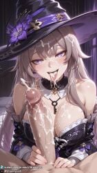 1girls after_fellatio after_oral after_sex ai_generated big_breasts blowjob breasts bukkake cum cum_in_mouth cum_on_face cum_on_hair curvy curvy_body curvy_female dreamyan_ai excessive_cum facial fellatio hair herta_(honkai:_star_rail) hi_res high_quality high_resolution highres honkai:_star_rail large_breasts long looking_at_viewer male_pov open_mouth oral oral_sex pantyhose pov purple_eyes seductive seductive_eyes seductive_look seductive_mouth seductive_pose seductive_smile smile smiling the_herta_(honkai:_star_rail) thick_ass thick_thighs thighs tongue tongue_out uncensored witch witch_hat