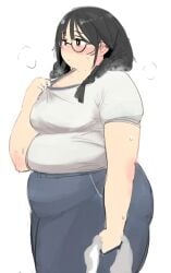 b45ui big_ass big_breasts blushing bulging_belly chubby_cheeks fat giant_thighs glasses gym_clothes hot jeans nimo nimo22 squeezing_belly sweating t-shirt thick_arms thick_thighs tight_clothing tugging_on_shirt undersized_clothes