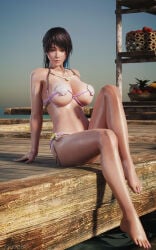 3d ass athletic athletic_female big_breasts bikini breasts brown_hair bubble_butt busty darts77 dead_or_alive dead_or_alive_xtreme_venus_vacation female female_focus female_only hourglass_figure long_hair pinup pinup_pose shandy_(doa) tagme wide_hips