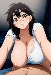 1boy 1girls accurate_art_style ai_generated gigantic_breasts huge_ass huge_breasts leo_dawg mary_aki pov tougen_anki wide_hips