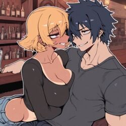 1boy 1girl ai_generated crossover fairy_tail gray_fullbuster igawa_sakura lewd naughty sensual sexy taimanin_(series)