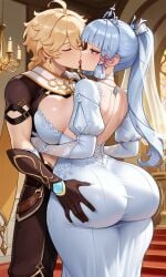 1boy 1boy1girl 1girl1boy 1girls 1male1female aether_(genshin_impact) ai_generated ass ass_bigger_than_head ass_focus ass_grab big_ass big_breasts blonde-haired_male blonde_hair blue_eyes blue_eyes_female blue_gemstone blue_hair blue_hair_female breasts couple couple_(romantic) couple_focus couple_love duo female female/male gem gem_necklace genshin_impact groping groping_ass groping_butt hand_on_ass hoyoverse huge_ass huge_breasts kamisato_ayaka kissing light-skinned_female light-skinned_male light_blue_hair long_blue_hair long_hair long_hair_female long_light_blue_hair male male/female mihoyo necklace traveler_(genshin_impact) wedding_dress