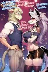 ai_generated beastars big_boobs big_breasts boobs breasts cocky69 comic_page crop_top english_text female gloves helluva_boss hi_res loona_(helluva_boss) male male/female pants pina_(beastars) sexy sexy_body sexy_female sheep sheep_ears sheep_horns sheep_humanoid shirt shorts text tights wolf wolf_ears wolf_girl wolf_humanoid wolf_tail
