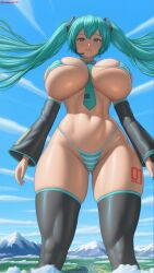 2026 2d 2d_artwork adapted_costume ai_generated alternate_breast_size anime_character anime_girl anime_style aqua_eyes aqua_hair aqua_necktie ass_visible_through_thighs bangs bare_shoulders between_breasts big_boobs big_breasts big_tits bikini blonde_hair blue-eyed_female blue-haired_female blue_eyebrows blue_eyes blue_hair blue_necktie blue_tie boobs breasts cleft_of_venus covered_nipples curvy detached_sleeves eyebrows_visible_through_hair female female_focus female_only hair_between_eyes hatsune_miku hatsune_miku_(collared_bikini) high_quality high_resolution highres hires hourglass_figure huge_boobs huge_breast huge_breasts huge_tits large_boobs large_breasts large_tits long_hair massive_boobs massive_breasts massive_tits meme_attire micro_bikini miku_collar_bikini navel necktie necktie_between_breasts number_tattoo shiny shiny_clothes shiny_hair shiny_skin sideboob skindentation solo solo_female solo_focus standing steam steaming_body stomach string_bikini striped striped_bikini striped_bra striped_clothes striped_panties sweat swimsuit tattoo thick_thighs thighhighs thighs tie tits truegoon twintails uncensored underboob very_long_hair vocaloid voluptuous voluptuous_body voluptuous_female