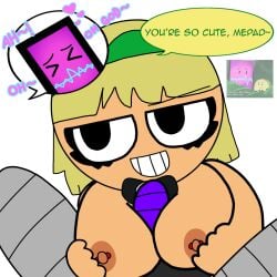 1boy 1boy1girl 1boys 1girl 1girls adamation_inc. adamationz animationepic black_bow boobjob bow inanimate_insanity inanimate_insanity_(season_2) mepad mp1yftfs_(artist) object_show object_shows paizuri piercing piercing_nipples purple_penis robot robot_boy robot_humanoid robot_penis taco_(ii)