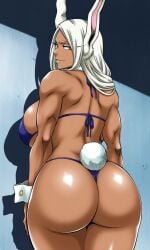 1girls ai_generated ass ass_focus big_ass big_boobs big_breasts bikini breasts bunny_ears bunny_girl bunny_tail curvy curvy_female curvy_figure dark-skinned_female dark_skin dominant dominant_female female female_only huge_ass huge_breasts large_breasts light_skin looking_at_viewer looking_back mature_female micro_bikini milf mirko my_hero_academia rabbit rabbit_ears rabbit_girl rabbit_tail red_eyes rumi_usagiyama shao145 shiny_skin solo solo_female thong tite_kubo_style usagiyama_rumi white_hair