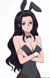 black_hair bunny_ears bunnysuit cleavage cosplay female female_only hfxpins nico_robin one_piece