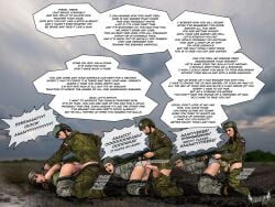 anal anal_sex bondage defeat defeated dialogue femdom forced forced_anal gay gun loreleia male military military_uniform painal pants_pulled_down penis rape russia soldier strap-on ukraine uniform war