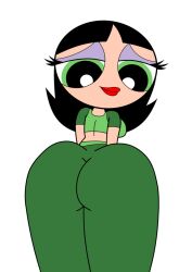 ass black_hair buttercup_(powerpuff_girls) green_eyes powerpuff_girls topwear