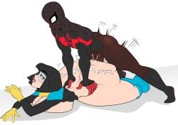 2d 2d_(artwork) alien ass_ripple avengers big_ass big_breasts big_butt black_penis canon_couple doggy_style grabbing_from_behind grabbing_hips interracial invincible invincible_(comics) light-skinned_female light_skin marvel marvel_comics miles_morales pawg rippling_ass spider-man spider-man_(miles_morales) spider-man_(series) superhero superhero_costume superheroine tenra101 terra_grayson thick_thighs