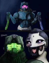 3girls armor badartdude destiny_(game) exo image_set lesbian lesbian_sex multiple_girls robot robot_girl tagme tagme_(character)