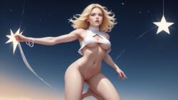 ai_generated blonde_hair blue_eyes bottomless bottomless_female curvy curvy_figure emma_frost female female_only hourglass_figure marvel marvel_comics pussy secsmurphyai shaved_pussy vagina white_queen x-men