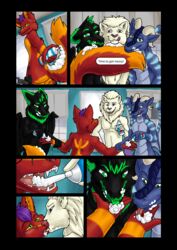 anthro ass butt_shot canid canine digital_media_(artwork) dragon felid food food_play fox fur fuzzdrake101 hair hi_res lion male mammal nivek nude open_mouth pantherine red_fur smile teeth tongue whipped_cream