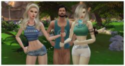 1boy 2019 2girls 3d athletic beard big_penis black_hair blonde_hair clothed_female_nude_male devious_desires deviousdesires female grabbing grabbing_balls grabbing_penis handjob long_hair long_penis male matrixsims normal_breasts nude_male penis shorts stockings the_sims the_sims_4 top trio twin_handjob