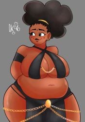 belly big_breasts chubby chubby_belly chubby_female daisykitty96 dark-skinned_female dark_skin dress earings female female_focus female_only gold_jewelry melody_(daisykitty96) thick_thighs