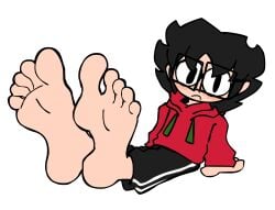 1girls anonymous_artist artist_upload big_feet black_hair cherrylarizz_(artist) feet feet_crossed feet_fetish feet_focus feet_tease feet_together female foot_fetish foot_focus foot_tease girly glasses huge_feet huge_foot large_feet nerd nerdy nerdy_female tomboy