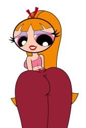 artstyle_imitation ass blossom_(powerpuff_girls) orange_hair pink_eyes powerpuff_girls red_hair topwear