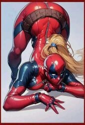 1girls ai_generated antiheroine ass big_ass blonde_hair breasts female female_only jack-o_pose lady_deadpool marvel marvel_comics solo solo_female solo_focus tight_clothing wanda_wilson wide_hips