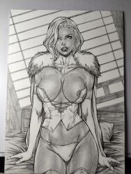 big_breasts black_and_white breasts cleavage corset emma_frost marvel marvel_comics matthenrystudio nipple_slip nipples thong thong_panties white_queen x-men