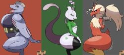 blaziken bridgette clover jade machoke mewtwo nintendo pokemon sexy_pose