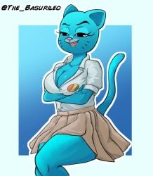 anthro blouse cartoon_network cat_ears catgirl feline feline_humanoid flirting furry milf mother nicole_watterson skirt the_amazing_world_of_gumball the_basurileo