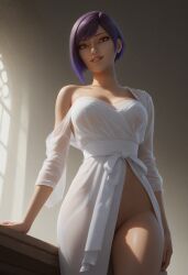 ai_generated duchess_eugene low-angle_view purple_hair robe sabine_wren short_hair star_wars star_wars_rebels translucent_clothing transparent_clothing