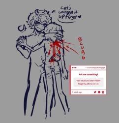 blood blood_splatter dead_dove deep_wound dialogue flaccid flaccid_penis j1zzt4zzt1k k4t4ztik male male_only penis shin_tsukimi size_difference skinny skinny_male sou_hiyori sound_effects strawpage strawpage_request wound_fingering wound_penetration your_turn_to_die yttd