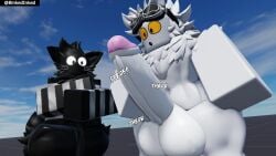 2boys 3d balls baseplate binkedinked black_fur furry gay masturbation onomatopoeia penis r34dex roblox robloxian tagme white_fur