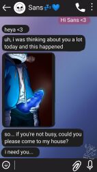 dialogue ectopenis fallen_ghost_angel_(artist) holding_penis precum sans texting undertale