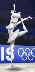 athletic_female bodypaint chouboy contortion covered_in_paint cute flexible gymnastics hula_hoop miraculous_ladybug rose_lavillant silver_paint wam wet_and_messy