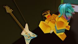 1boy 1girls 3d aged_up alternate_version_available blue_hair blush boombox_(doomspire_defense) cowgirl_position doomspire_defense nyxwastaken pleasure_face riding roblox roblox_game robloxian rockstar_(doomspire_defense) self_upload smug tagme vaginal_penetration yellow_body