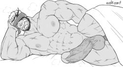 balor_(tokyo_afterschool_summoners) bara beard big_balls big_cock big_pecs boner erection giant housamo male male_only monochrome muscles muscular_male nipples nude tagme thick tokyo_afterschool_summoners wolf_con_f