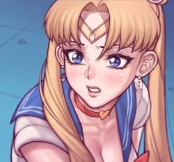 1girls asura_(artist) bishoujo_senshi_sailor_moon blush clothing female sailor_moon sailor_moon_redraw_challenge sweat usagi_tsukino