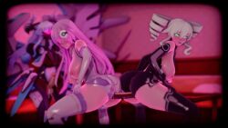 3d 3girls animated ass bare_shoulders being_watched black_sister blue_eyes bodysuit breasts clenched_teeth corruption dildo dildo_in_pussy goddess green_eyes latex latex_suit lesbian_sex light_skin looking_at_partner looking_back nepgear neptunia_(series) nipples open_mouth pink_eyes pink_hair purple_sister rei_ryghts sound tagme taihou1944 thighhighs transformation twin_drills twintails uni_(neptunia) video watching white_hair yuri