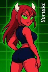 ai_generated angry_face ass crop_top demon demon_girl demon_horns dexxa geometry_dash gooning hard_demon women