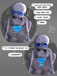 1boy1girl blush cumming dialogue ectopenis fallen_ghost_angel_(artist) sans skeleton sweat undertale