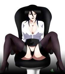 akinama_family_(noir-black-shooter) big_breasts black_hair huge_breasts milf noir-black-shooter oc office_lady open_legs original original_character reina_akinama_(noir-black-shooter) silver_eyes