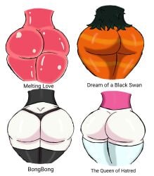 4girls ass ass_focus big_butt bird bird_monster bongbong bubble_butt caked_up clothed clothing dream_of_a_black_swan female female_focus female_only human humanoid its_archville lobotomy_corporation melting_love multiple_girls panties partially_clothed project_moon queen_of_hatred self_upload slime_girl thick_ass thick_thighs thighhighs thighs