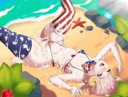 1girls after_rape after_sex american_flag american_flag_bikini beach big_belly bikini bikini_aside blush breasts broken_rape_victim bukkake commission cum cum_in_mouth cum_in_pussy cum_inside cum_on_breasts cum_on_clothes cum_on_hair cum_on_lower_body cum_on_upper_body curvy facial female female_only front-tie_bikini fucked_silly green_eyes haarmades hi_res horned_humanoid horns hourglass_figure legs_up lying medium_hair micro_bikini neckerchief nipple_bulge on_back open_mouth original original_character outdoors pink_hair side-tie_bikini small_breasts solo swimsuit swimsuit_aside thigh_boots thighhighs tongue tongue_out uncensored water wide_hips