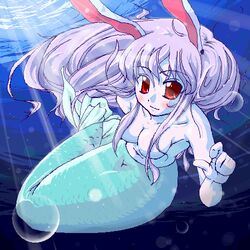 animal_ear bunny_ear lowres mermaid monster_girl natsumi_akira nude reisen_udongein_inaba solo topless touhou underwater