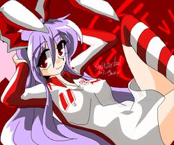 animal_ear bunny_ear erect_nipples kieyza race_queen racequeen reisen_udongein_inaba see-through soccer solo striped striped_legwear striped_thighhighs switzerland thighhighs touhou