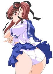 ass konoe_sunao panties pov pov_ass school_uniform seifuku serafuku shinama solo tsuyokiss underwear white_panties