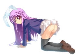 animal_ear ass bunny_ear kirise_mitsuru no_panties reisen_udongein_inaba solo thighhighs touhou