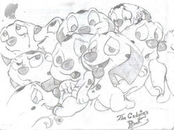 101_dalmatians cadpig canine disney dog feral fur greyscale monochrome open_mouth sketch tongue_out