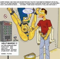 alternate_breast_size ball_gag bondage bound female gag gagged huge_breasts human imminent_rape lenny_leonard male marge_simpson nipples penis pussy restrained spread_legs straight suspension tagme the_fear the_simpsons