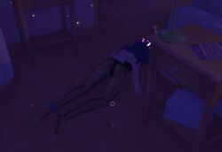 1female 1girls 3d breasts bunny_tail bunnysuit cute cute_girl dark_purple_hair female female_focus female_only game_cg game_mod girl indigo_hair knocked_out light-skinned_female light_skin messy_hair miside mita_(miside) mod purple_hair room sleeping sleeping_on_floor sleepy sleepy_mita_(miside) solo_female tagme top_view upper_body video_games