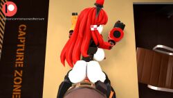 big_ass big_breasts doggy_style engineer_(team_fortress_2) human_on_humanoid mimi_sentry orange_eyes pov red_hair robot robot_girl sfm some1'salt_(some1_alt) tagme team_fortress_2 video