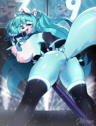 1girls 2019 3mangos anthro armwear ass big_breasts blue_eyes blue_fur blue_hair blush breasts canid canine clothing confetti cosplay edit eyebrows female female_anthro female_only fox fur fur_markings furry furry_only hair hatsune_miku hi_res holding_object legwear long_hair looking_at_viewer looking_back mammal markings microphone necktie no_underwear number one_eye_closed open_mouth presenting presenting_hindquarters presenting_pussy pussy roflfox rule_63 shirt_collar solo stage tail thick_thighs thigh_highs tongue twintails upskirt vocaloid white_fur wink zoom_layer