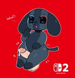 anthro bodily_fluids disembodied_penis female fluffydasher genital_fluids genitals hi_res humanoid male male/female nintendo nintendo_switch nintendo_switch_2 penis precum pussy sex switch_dog switch_dog_2 thick_thighs thigh_sex